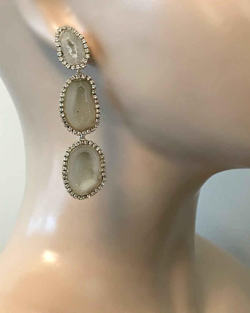 Triple Druzy Dangle Earrings - doolittlejewelry