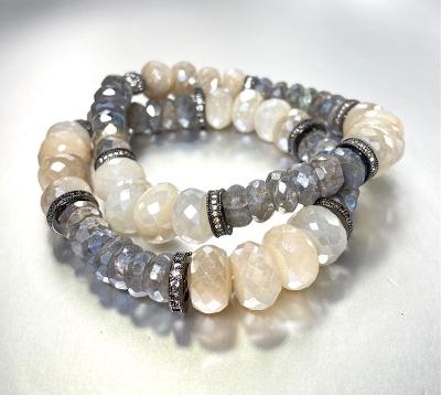 Mystic Labradorite Stretchy Stackable Beaded Bracelet