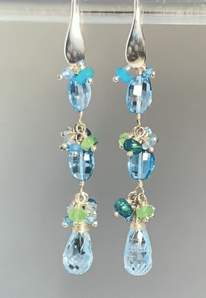 Swiss Blue Topaz Dangle Earrings, Sterling Silver