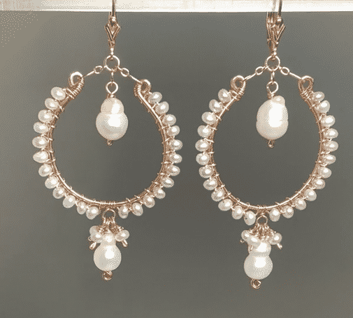 Statement Rose Gold Hoop Earrings with Baroque Pearl Drops