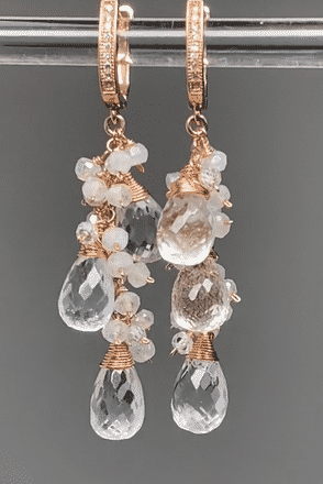 Crystal Quartz Rose Gold Bridal Wedding Earrings