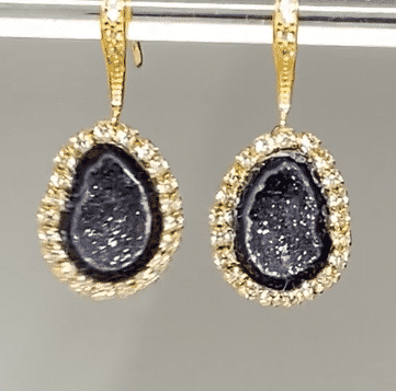 Black Tabasco Geode Dangle Earrings 2
