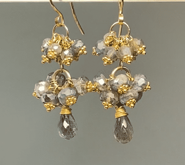 Mystic Labradorite Cluster Earrings Gold Vermeil
