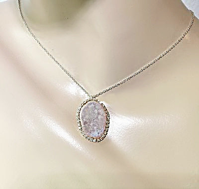 Blush Tabasco Geode Pendant Wedding Necklace