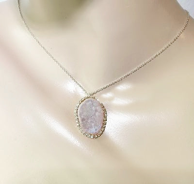 Blush Tabasco Geode Pendant Wedding Necklace