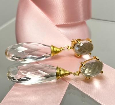 crystal quartz drop earrings with post earrings
