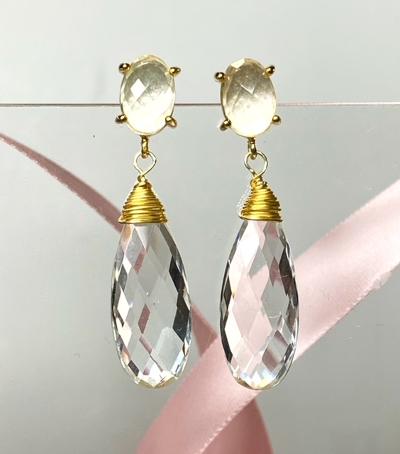 Clear Crystal Quartz Drop Earrings