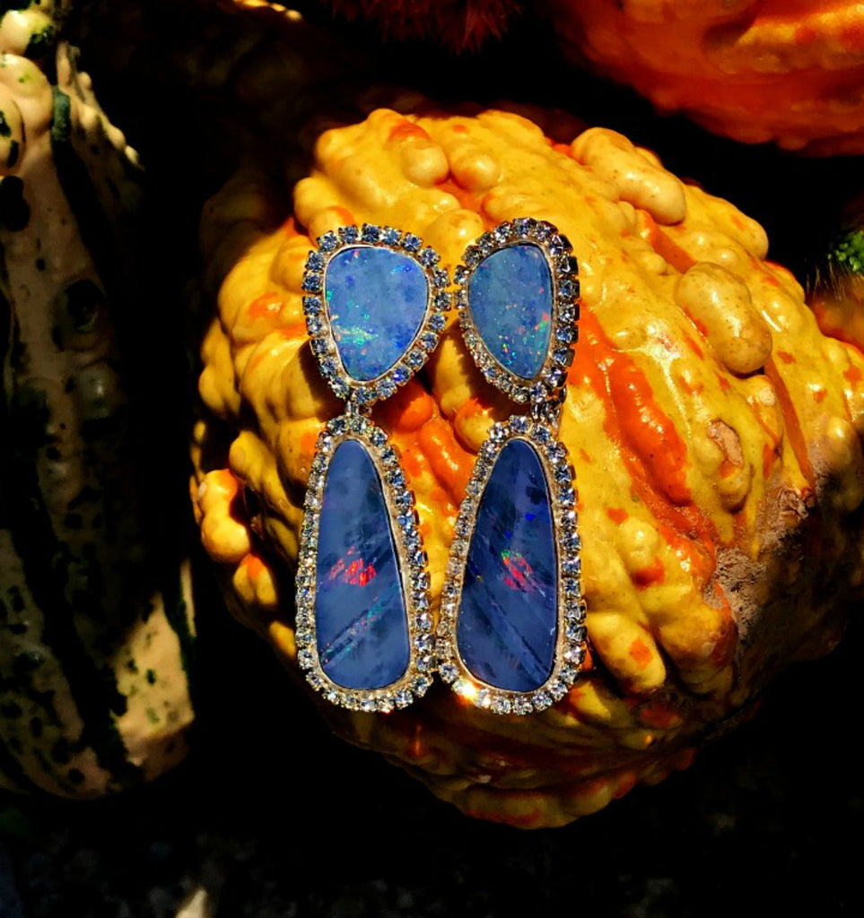 Australian Opal Lightning Ridge Wedding Earring - doolittlejewelry