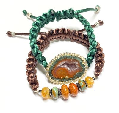 Tabasco Geode Green Macrame Boho Bracelet