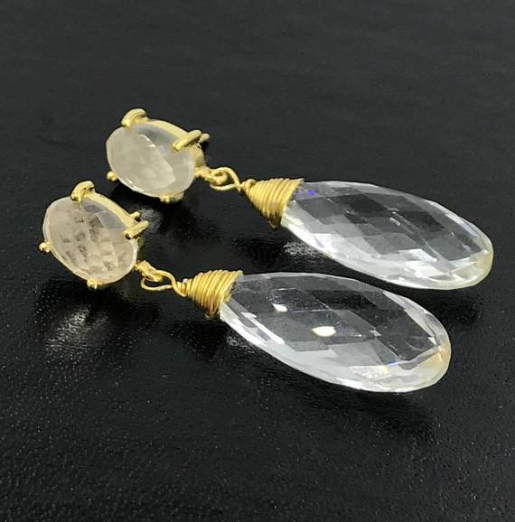 Clear Crystal Quartz Drop Earrings - doolittlejewelry