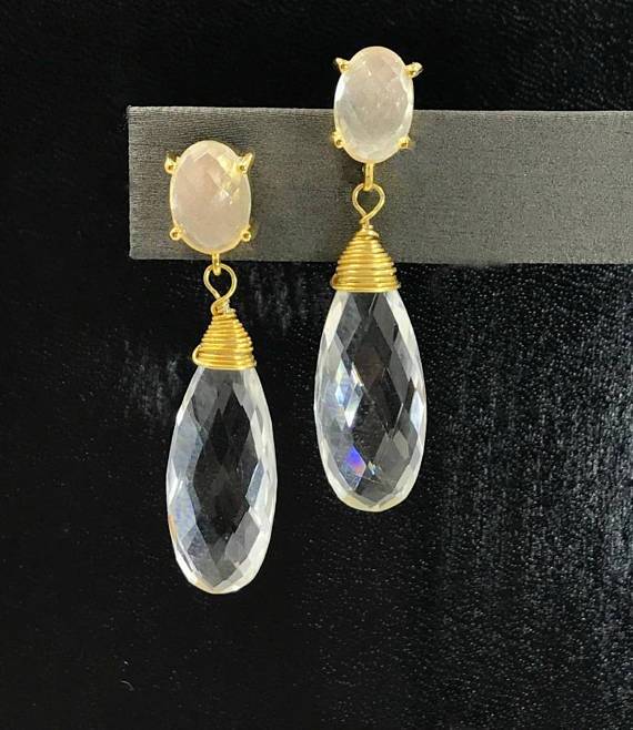 Clear Crystal Quartz Drop Earrings - doolittlejewelry