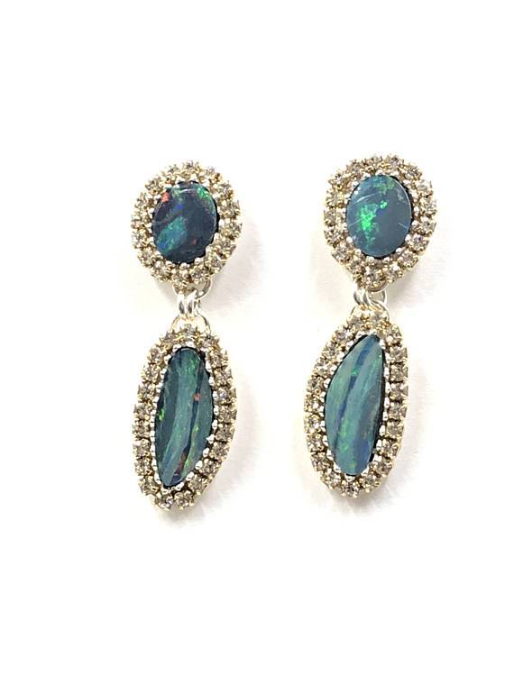 Lightning Ridge Opal Double Dangle Earrings - doolittlejewelry