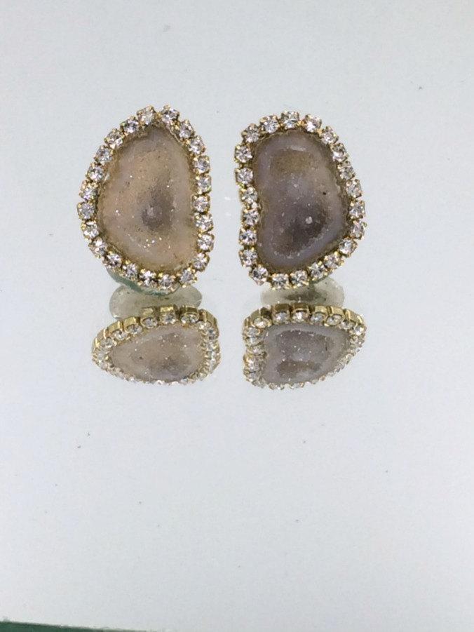Tabasco Geode and Druzy Diamond Look Earrings - doolittlejewelry
