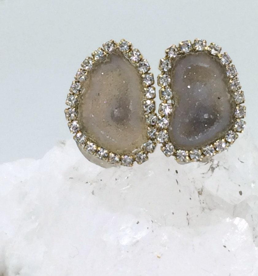 Tabasco Geode and Druzy Diamond Look Earrings - doolittlejewelry