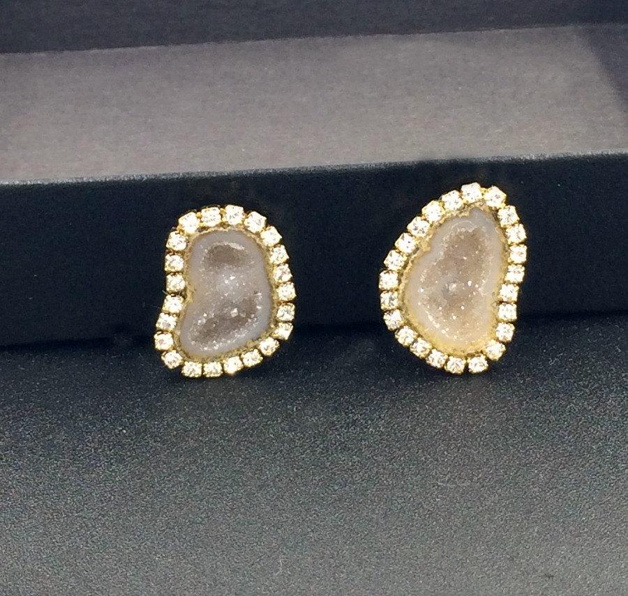 Tabasco Geode and Druzy Diamond Look Earrings - doolittlejewelry