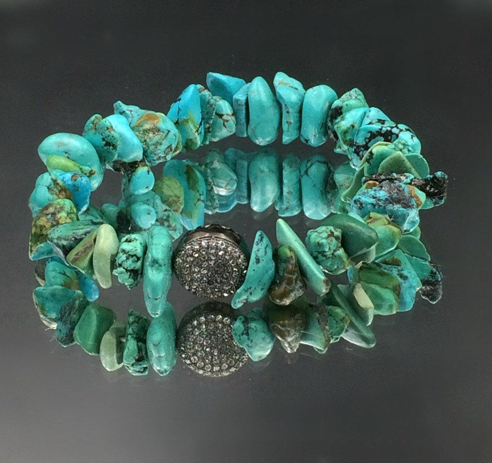 Gemstone, Turquoise, Stack and Stretch Gemstone Bracelet - doolittlejewelry
