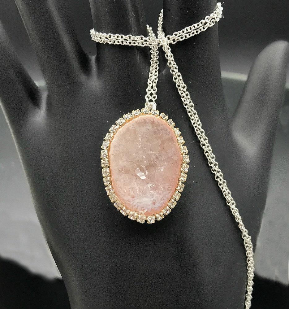 Blush Tabasco Geode Pendant Wedding Necklace - doolittlejewelry