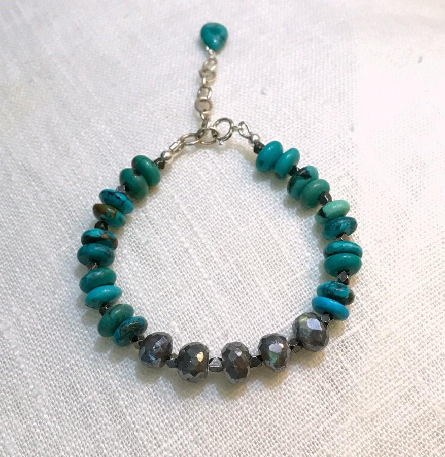 Sterling Silver and Grey Labradorite Adjustable Bracelet - doolittlejewelry