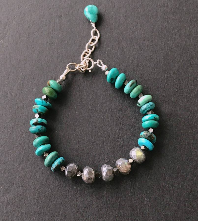 Sterling Silver and Grey Labradorite Adjustable Bracelet - doolittlejewelry
