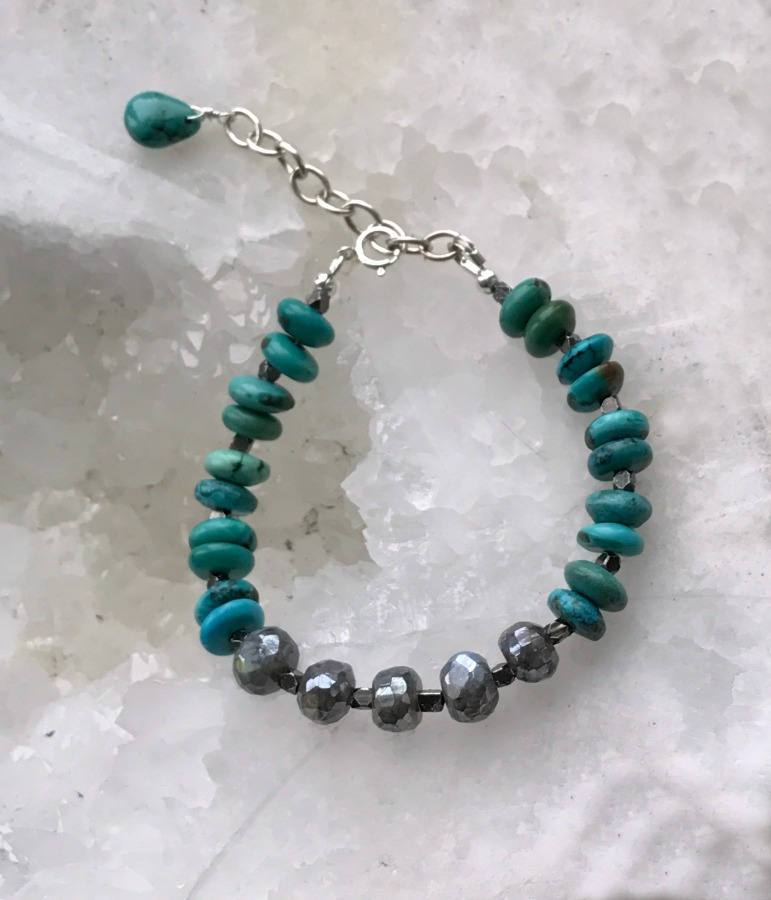 Sterling Silver and Grey Labradorite Adjustable Bracelet - doolittlejewelry