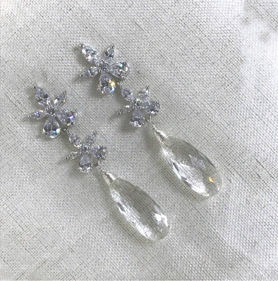 Crystal Drop Diamond Style Wedding Earrings - doolittlejewelry