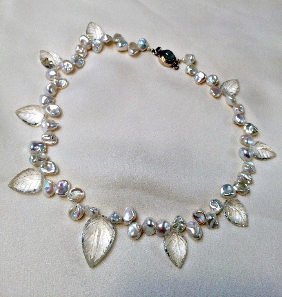 Crystal Keishi Pearl Unique Handmade Necklace - doolittlejewelry