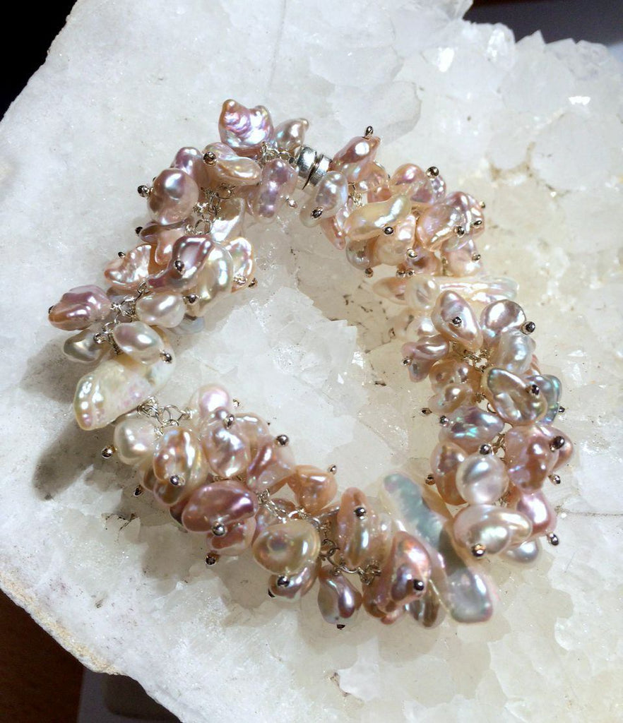 Sterling Silver and Keishi Pearl Wedding Bracelet - doolittlejewelry