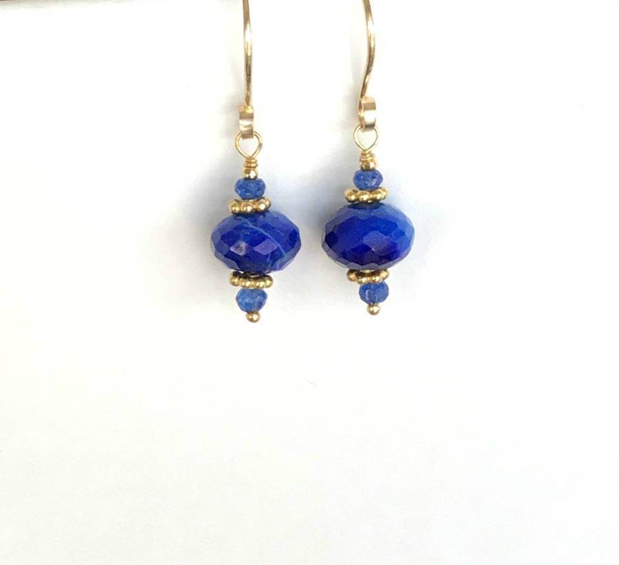 Blue Gemstone Gold Necklace Earrings Set - doolittlejewelry
