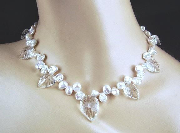 Crystal Keishi Pearl Unique Handmade Necklace - doolittlejewelry