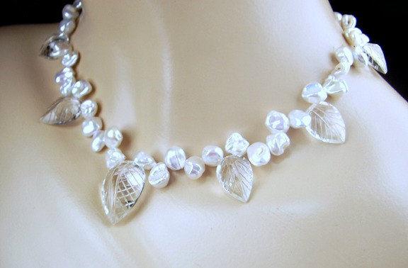 Crystal Keishi Pearl Unique Handmade Necklace - doolittlejewelry