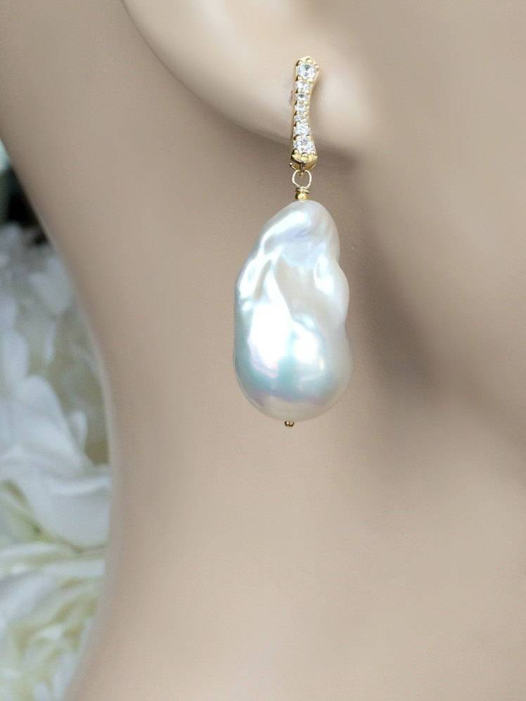 Baroque Pearl and Ivory Pearl Dangle Earrings - doolittlejewelry