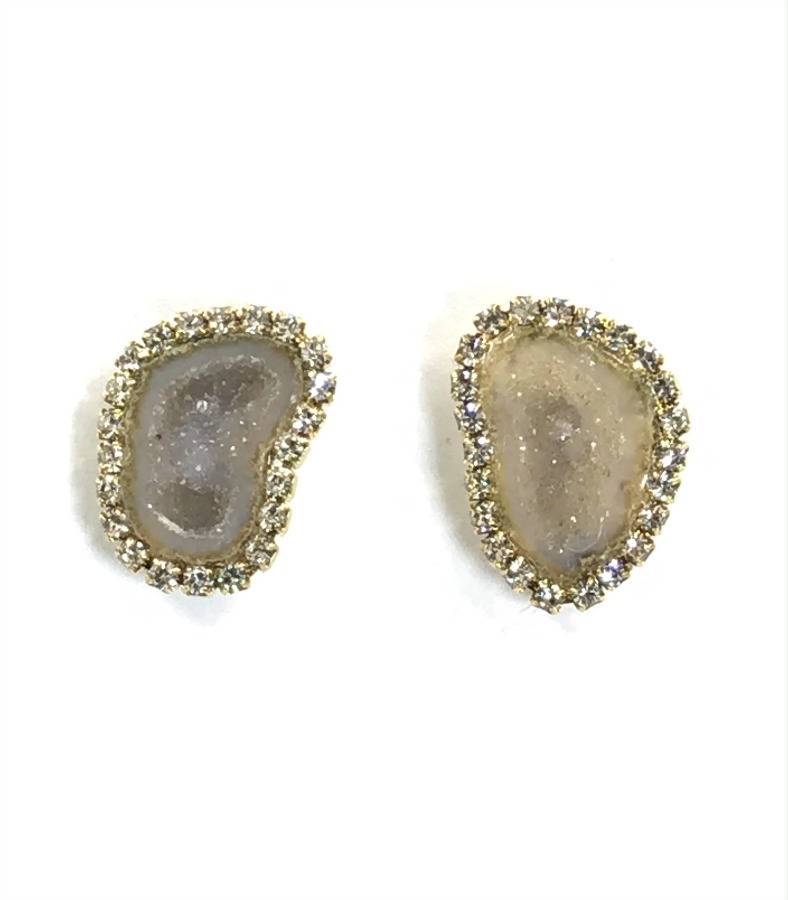 Tabasco Geode and Druzy Diamond Look Earrings - doolittlejewelry