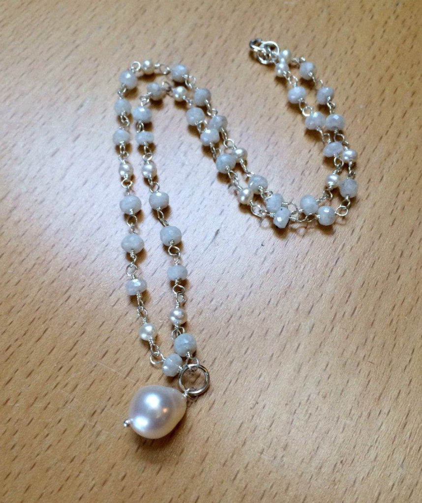 Sterling Silver Rosary Style Dangle Necklace - doolittlejewelry