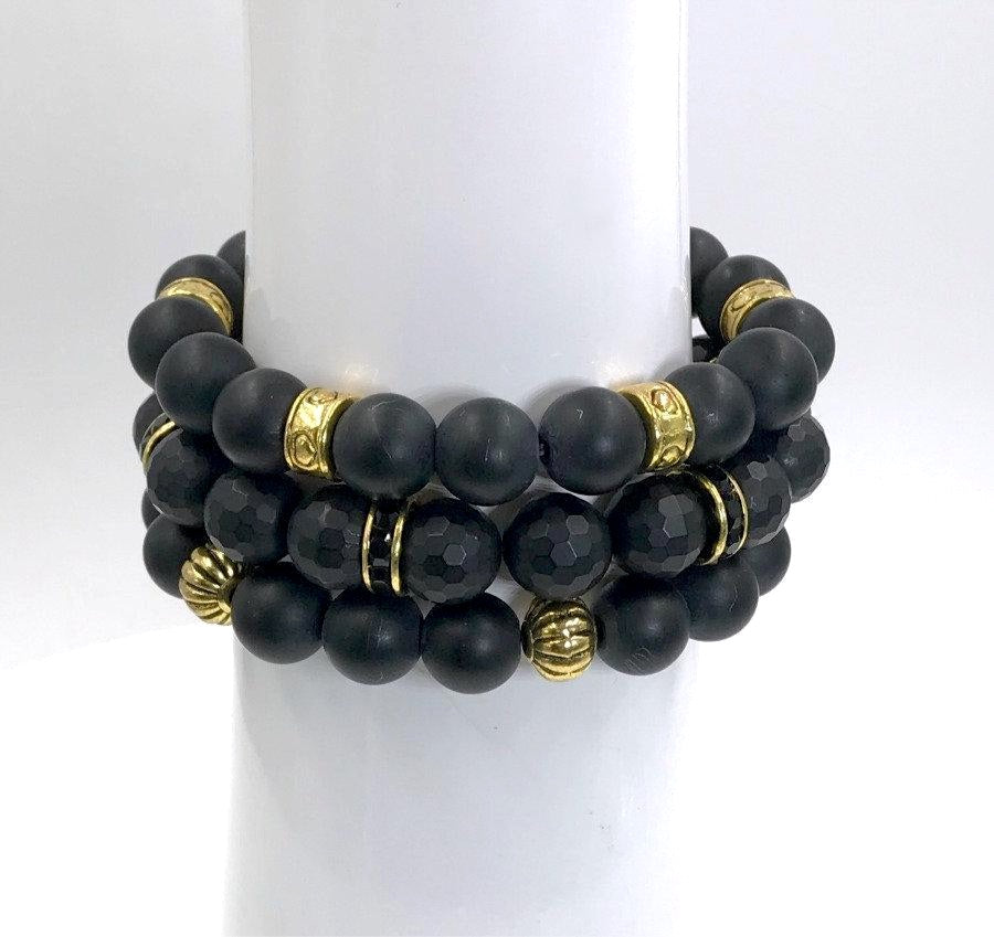 Stack Gold Stretch Beaded Layering Bracelets - doolittlejewelry