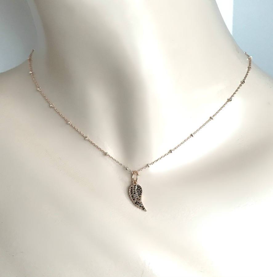 Rose Gold Angel Wing Charm Necklace - doolittlejewelry