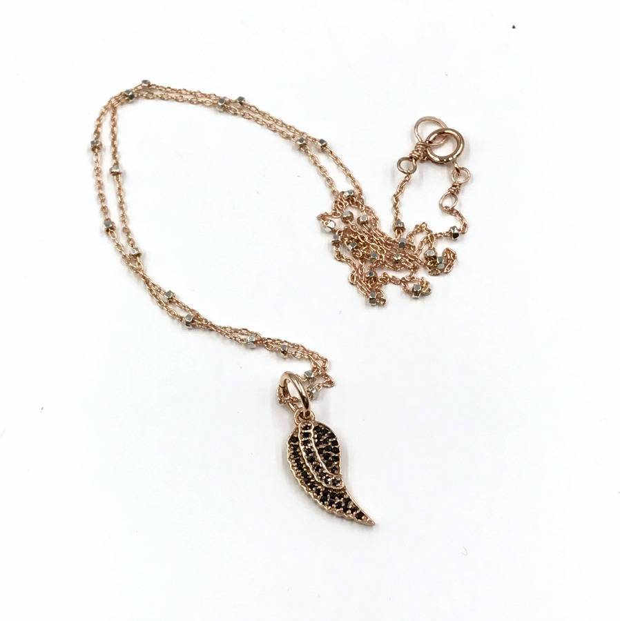 Rose Gold Angel Wing Charm Necklace - doolittlejewelry