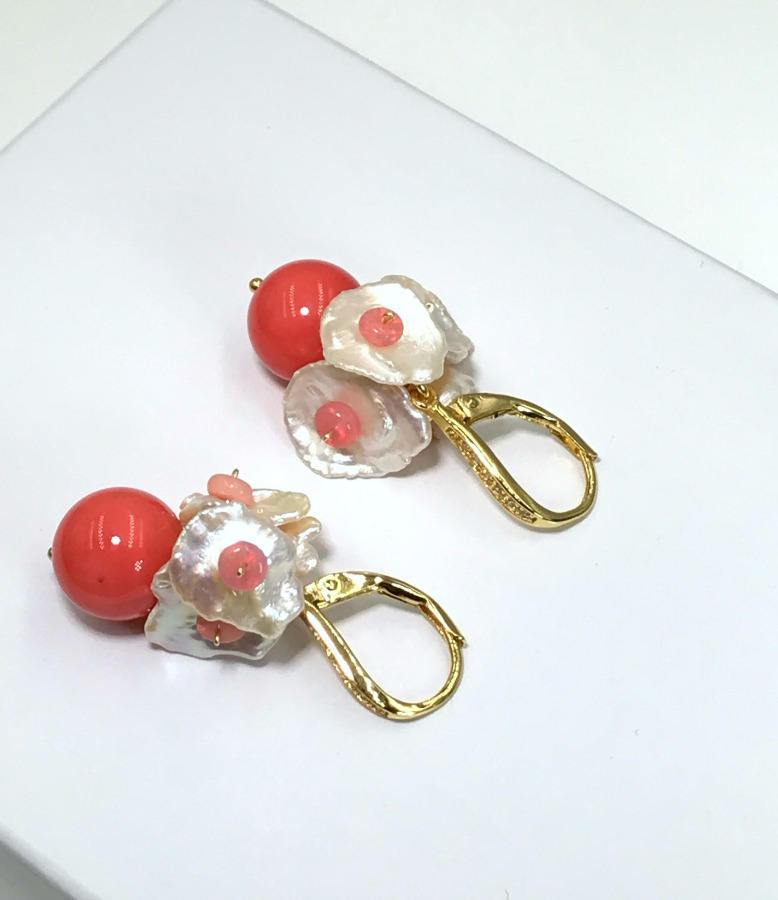 Keishi Pearl and Opal Gemstone Cluster Earrings - doolittlejewelry