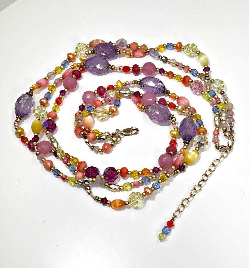 Colorful Gemstone Multicolor Crystal Necklace - doolittlejewelry