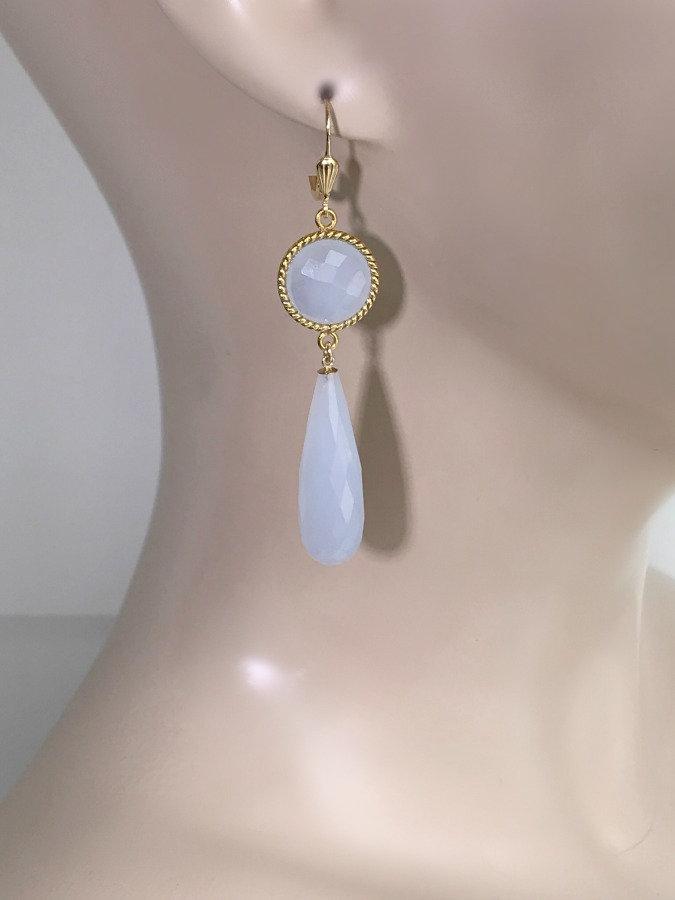 Holly Blue Chalcedony Wedding Earrings - doolittlejewelry