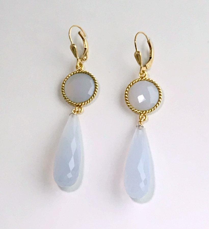 Holly Blue Chalcedony Wedding Earrings - doolittlejewelry