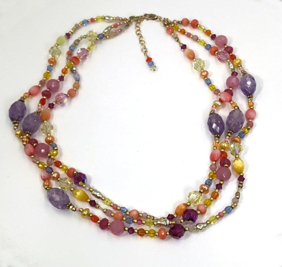 Colorful Gemstone Multicolor Crystal Necklace - doolittlejewelry