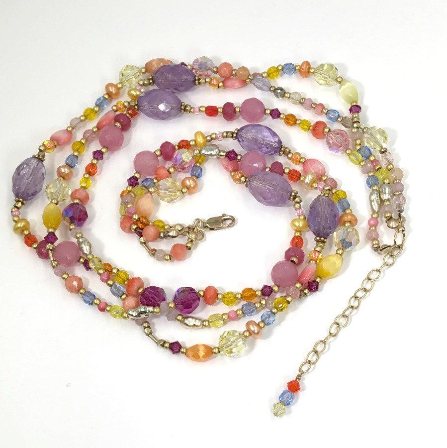 Colorful Gemstone Multicolor Crystal Necklace - doolittlejewelry