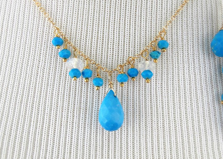 Turquoise Dangle Gemstone Gold Fill Earrings - doolittlejewelry