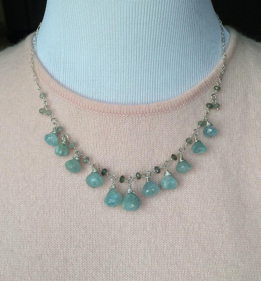 Sterling Silver Aquamarine Blue Dangle Necklace - doolittlejewelry