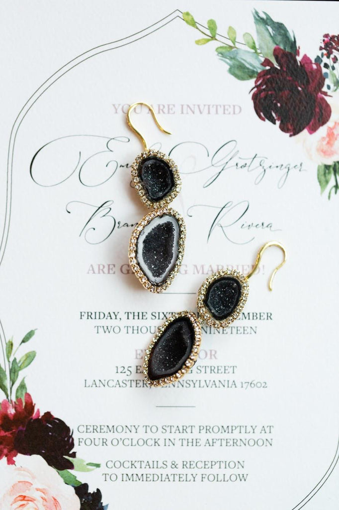 Black Tabasco Geode Triple Dangle Earrings - doolittlejewelry