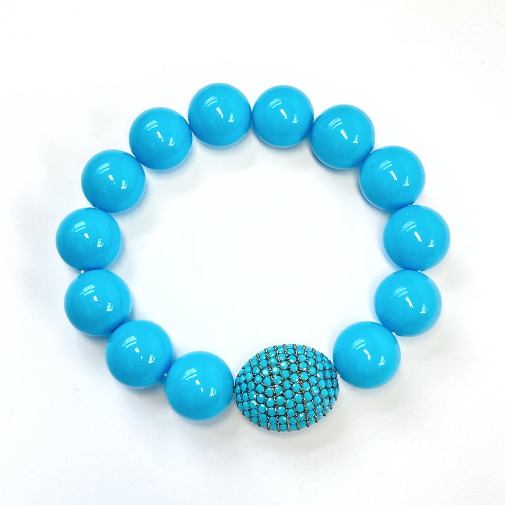 Turquoise Pave Bead Layering Bracelet