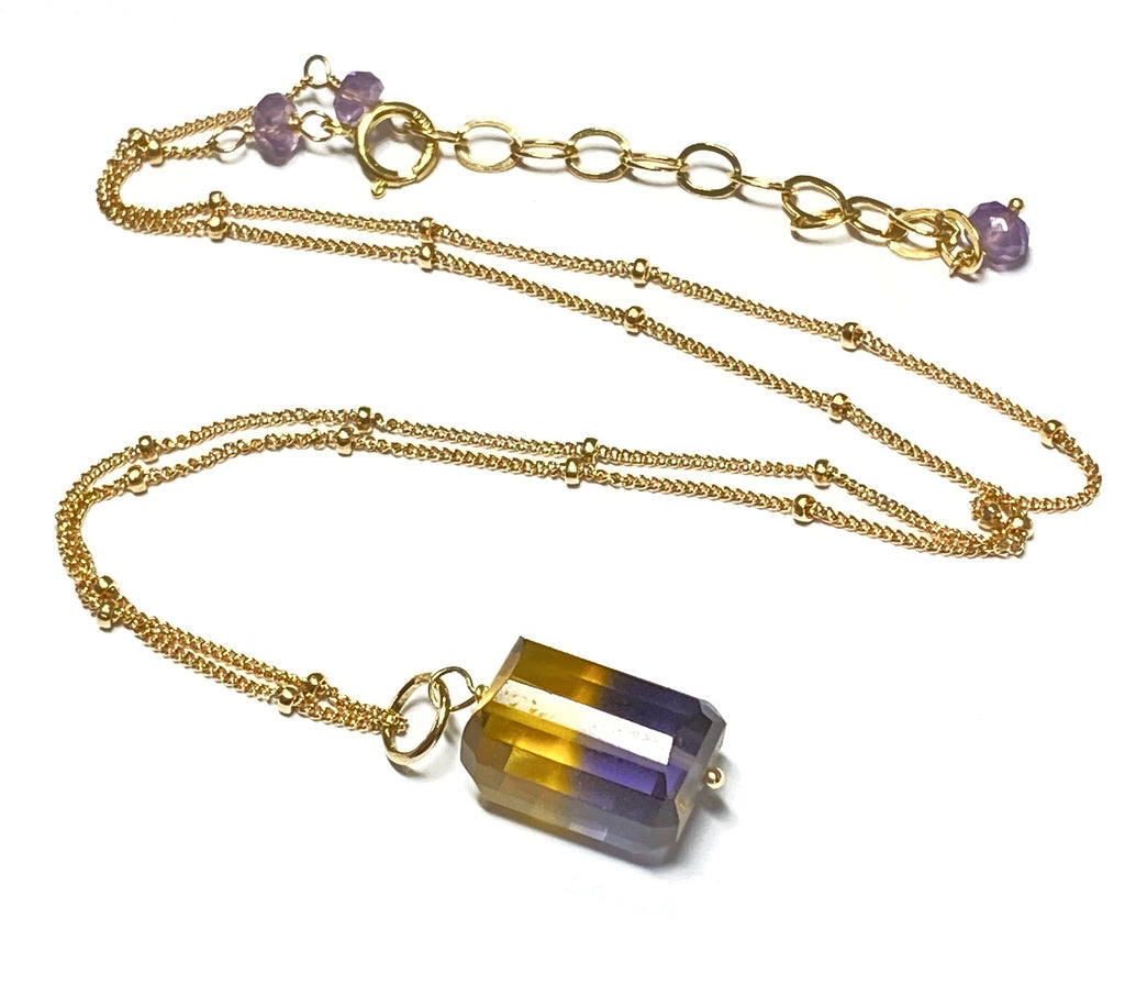 Ametrine Nugget Gemstone Dangle Gold Necklace - doolittlejewelry