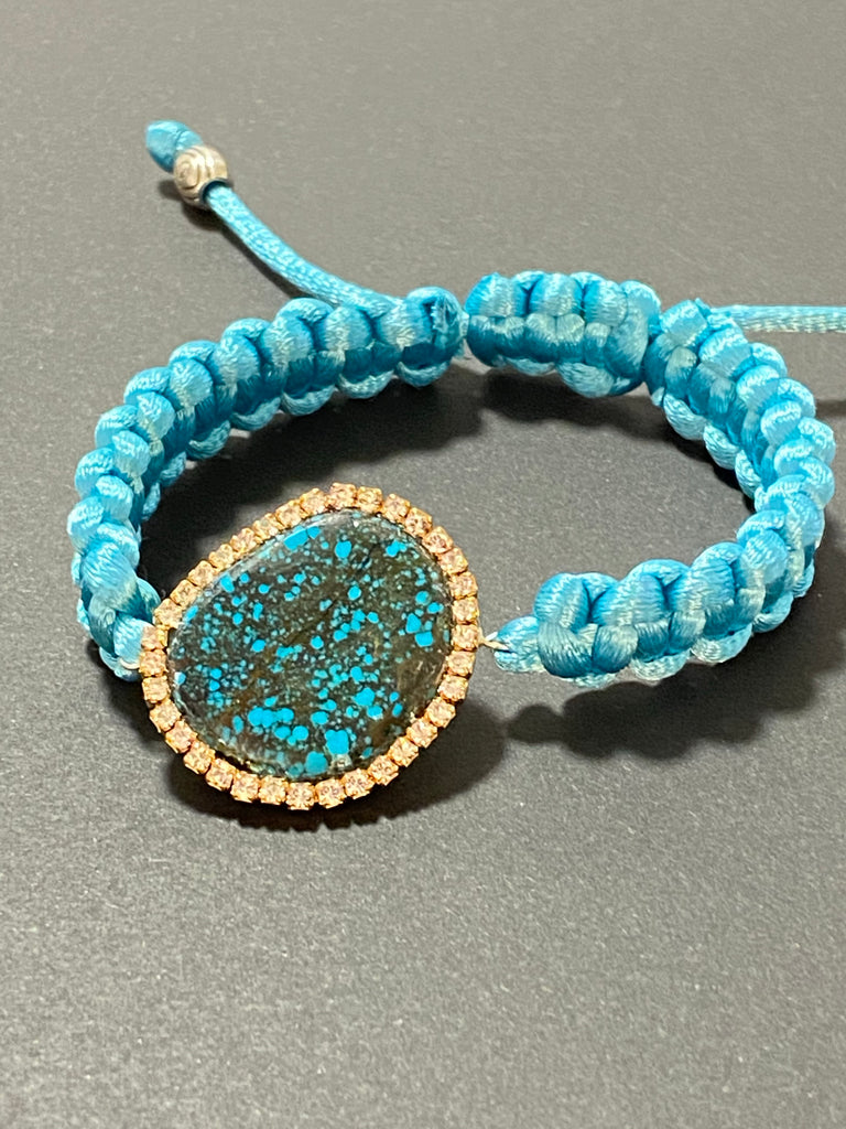 Spider Web Turquoise Knotted Macrame Boho Bracelet