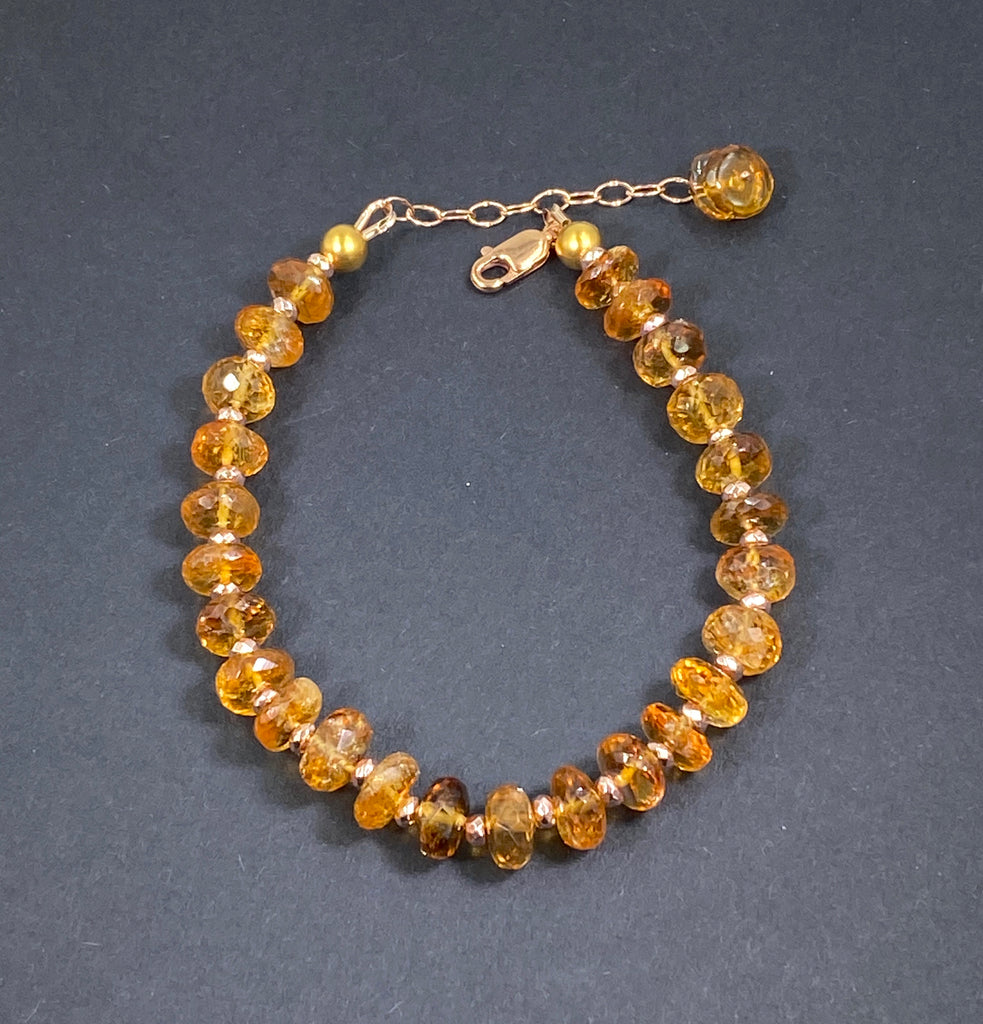 Citrine Gemstone Bracelet Rose Gold - doolittlejewelry