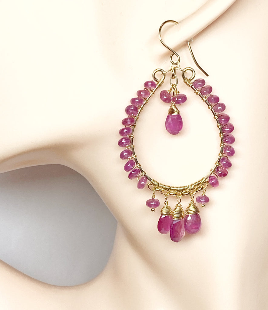 Pink Sapphire Chandelier Earrings